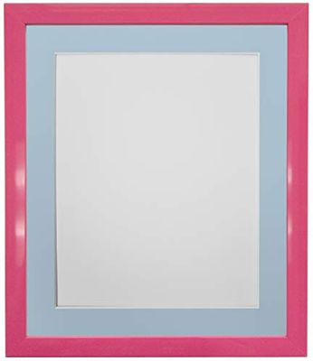 FRAMES BY POST Cadre Photo 1,9 cm Rose avec Contour Bleu A3 Taille d'image A4 Verre Plastique