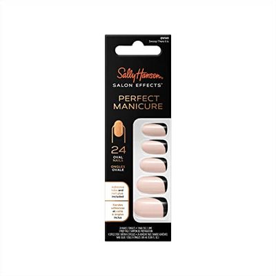 Sally Hansen Salon Effects Perfect Manicure, Swoop in There Oval, Press on Nails with Adhesive Tabs & Glue, Easy Apply, 24 Pcs, Manicure at Home