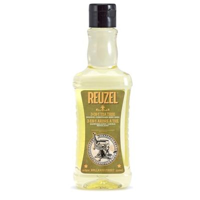 Reuzel 3-In-1 Tea Tree Shampoo - Cleanses Hair and Body - Soothes and Moisturizes Your Skin and Is Ideal for Overall Scalp Care - Rinses Clean and Can Be Used Daily - Vegan Formula - 350 ml
