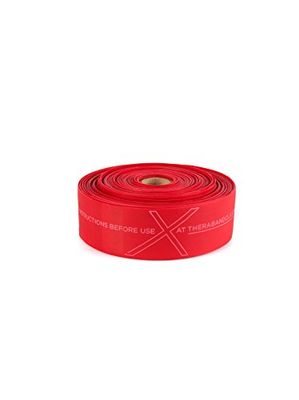 THERABAND CLX Latex-vrije weerstandsband, 110 lussen voor pilates, thuissportschool, professionele fysiotherapie en fitnessapparatuur, 22 meter, rood, gemiddeld beginnersniveau 3