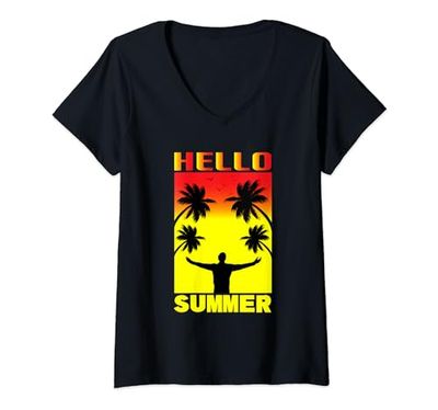 Mujer Hola Verano Camiseta Cuello V