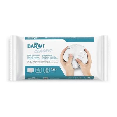darwi - Pasta de modelagem (endurece ao ar, 1 kg), cor branca