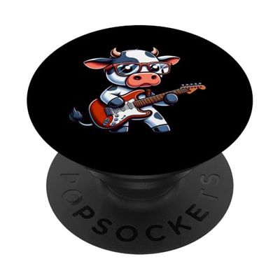 Vaca Cool Guitarra Eléctrica Con Gafas PopSockets PopGrip Adhesivo