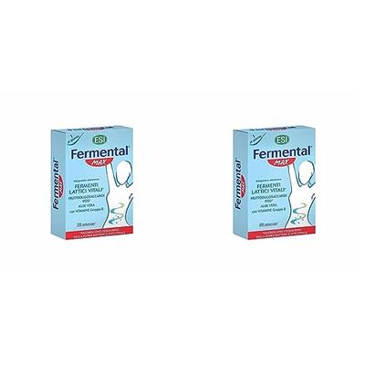 ESI - Fermental Max, Integratore Alimentare con Fermenti Lattici Vitali, Favorisce l'Equilibrio della Flora Batterica Intestinale, Senza Glutine e Vegan, 20 Naturcaps (Confezione da 2)