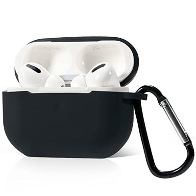 Funda para AirPods Pro 2.ª generación (2022), Funda de Silicona Compatible con AirPods Pro 2, a Prueba de Golpes, Carga inalámbrica, LED Frontal Visible, con mosquetón (Negro)