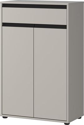 Germania Commode 2202-186 GW-Lemont, en Gris Pierre, avec Rembourrage pour Portes et tiroirs, 63 x 98 x 34 cm (LxHxP)