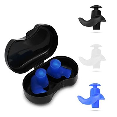 Aznze Lot de 3 paires de bouchons d'oreilles pour adulte - Étanche et réutilisable - En silicone souple - Pour la douche, la natation, le surf, la plongée avec tuba et autres sports nautiques