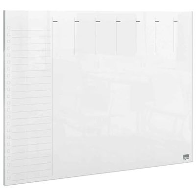 Nobo Mini Lavagna / Agenda Settimanale in Acrilico Trasparente da Montare a Parete con Pennarello e Cuscinetti Inclusi, Cancellabile a Secco, Senza cornice, Formato A4, 210 mm x 297 mm - Bianco