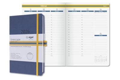 SIGEL L2606 Wochenkalender Linescape 2026, ca. A5, blaugelb