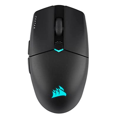CORSAIR KATAR ELITE WIRELESS Mouse da Gioco FPS Ultraleggero - 10.000 DPI - Forma Simmetrica Compatta - Fino a 110 Ore di Batteria - Compatibile con iCUE - PC, PS5, PS4, Xbox - Nero