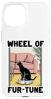 Wheel Of Fur-Tune Cat On Robot Vacuum Cleaner Cat Case for iPhone 15