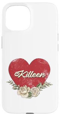 Killeen Texas City USA Vintage Vacation Heart Roses Case for iPhone 15