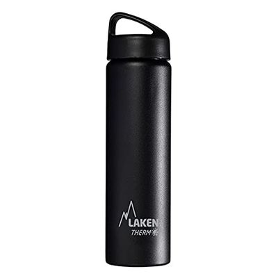 Laken Classic Thermal Bottle Stainless Simbi 18/8, vacuum insulation nemadziro maviri uye muromo wakakura, dema, 750 ml