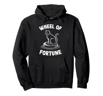 Wheel Of Fortune Cat On Robot Vacuum Cleaner Cat Pullover Hoodie