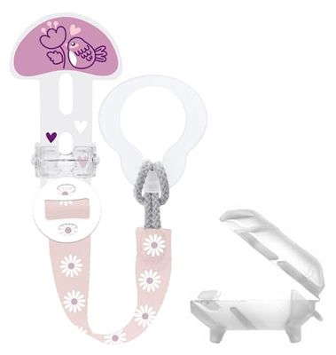 MAM Clip het! Brooch & Cover S183 - fopspeenclip en fopspeenhoes, speenhoes, speenclip met verstelbare lengte, fopspeenclip voor alle soorten fopspenen, vanaf 0 maanden, roze
