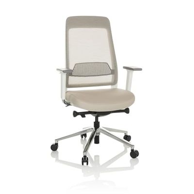 hjh OFFICE Professionele bureaustoel CHIARO T2 WHITE stof/netstof Beige/grijs