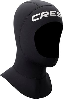CRESSI fjädrande lång huva 3 mm 2 X L – unisex huva med utökad krage i svart dubbelfodrad, 3 mm neopren för dykning, snorkling och vattensporter, 2XL