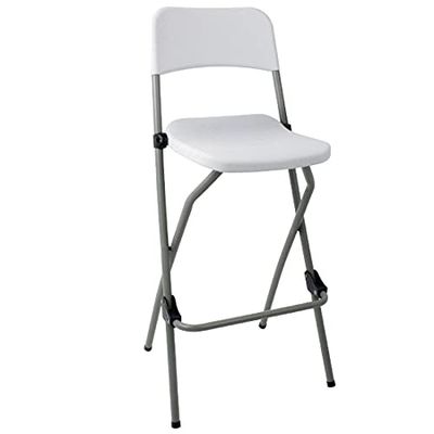 Bolero opvouwbare hoge krukken (2 stuks), wit, zithoogte: 720 mm, stalen frame met kunststof zitting, opvouwbare barkruk, kinderstoel voor volwassenen, 1032x505x445 mm, gr322