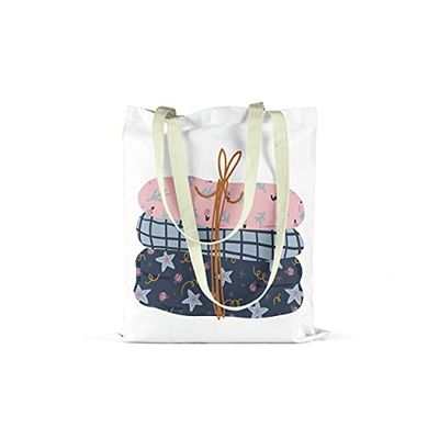 Bonamaison Printed Tote Bag, Reusable Grocery Bag, Shopping Bag, Machine Washable, Foldable, Canvas Cloth Bag with Handles, Size: 34x40 Cm