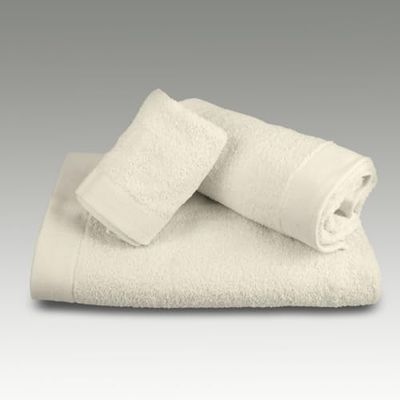 Burrito Blanco Lot de 3 Serviettes de Bain 100% éponge Coton avec Bordure Jacquard Beige 30 x 50 cm