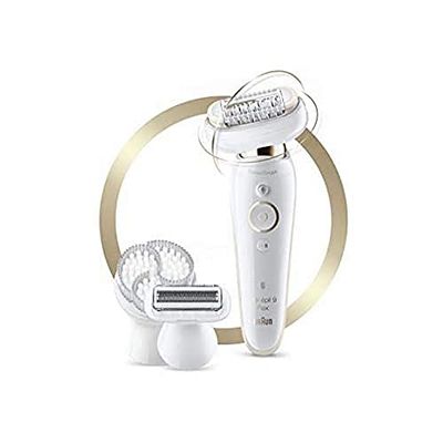 Braun Silk-épil 9 Flex Depilatore Donna, Epilatore Elettrico Donna con Testina Flessibile e Spazzola Pulizia Viso, Tecnologia MicroGrip, Cappuccio Massaggiante, Idea Regalo, SE 9030, Bianco e Oro