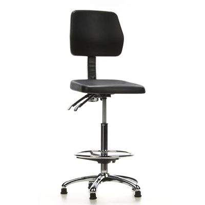 HJH Office, werkstoel, hardschuim, zwart, chroom TOP WORK 11 zwart