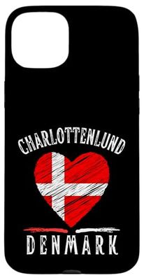 Denmark Flag Heart Charlottenlund City Carcasa para iPhone 15 Plus