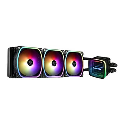 ENERMAX AQUAFUSION ADV ARGB 360 AIO Liquid CPU Cooler - Dual Chamber Pump - Infinity Mirror Design - Intel LGA1700/AMD AM5 Support 380W+ TDP (3x SquA RGB ADV 120 PWM) ELC-AQFA360-SQA, Black