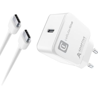 Cellularline USB-C Charger Kit 15W, Carica Velocemente e in Tutta Sicurezza i Device Samsung con Porta USB-C Compatibili con la Carica 15W, Lunghezza Cavo 100 cm, Bianco