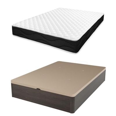amuéblate online - Pack Colchón Viscoelástico Venus + Canapé Abatible Gran Capacidad | Color Wengué 90 x 190