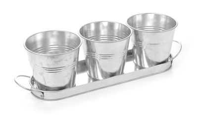 HENDI 3 buckets with tray, galvanized, 415x130x(H)125 mm
