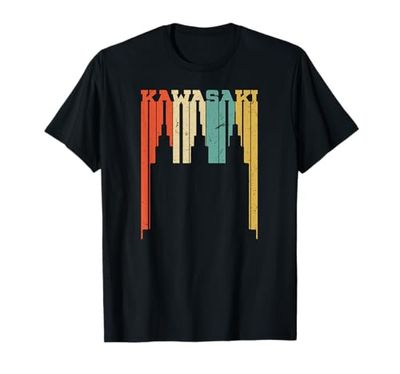 Silueta vintage del horizonte de Kawasaki Camiseta