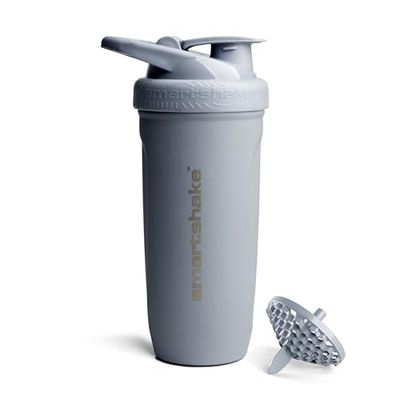 Smartshake Reforce Stainless Steel Protein Shaker Bottle 900 ml | 30 oz - Leakproof Screw-on Lid - BPA Free – Unisex - Gray
