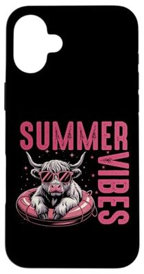 Summer Vibes Cool Cow Lunettes de soleil piscine Coque pour iPhone 16 Plus