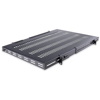 StarTech.com Prateleira com bandeja de 1 U ventilada ajustável para montagem em rack de servidores, 150 kg, de 19,5 a 38 in (49,5 a 96,5 cm) para rack de 19 polegadas - 70 cm (ADJSHELFHDV)