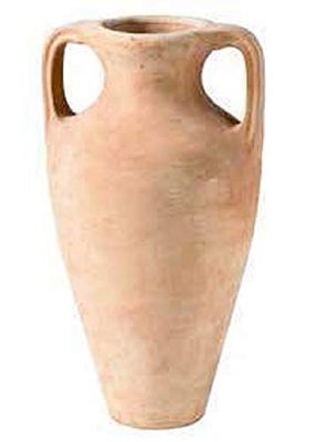 ANFORA ROMANA CON MANICI IN TERRACOTTA, FATTA A MANO; ALTEZZA CM. 50, DIAMETRO CM. 23.CASA/TERRAZZO/GIARDINO/OUTDOOR MADE IN ITALY