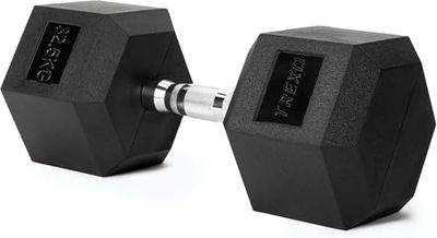 TREXO Mancuerna de 32,5 kg Hexagonal Duradera de Hierro Fundido con Revestimiento de Goma para Entrenamiento de Fuerza en Casa con Mango Ergonómico Mancuerna Estable y Versátil Hex