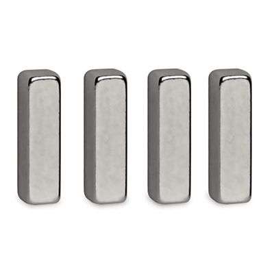 Maul 6169096 Neodymium Bar Magnets Holds 2 kg Size 4 x 15 mm Pack of 4 Light Silver