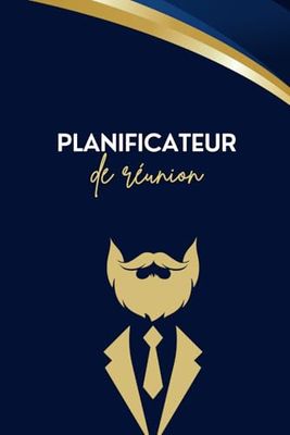 Carnet de réunion - Chien bleu et doré - 200 pages - Format A5 - Planificateur - Prise de notes - Organisateur entrepreneur