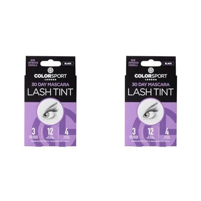 Colorsport London 30 Day Mascara Lash Tint - Volumising Mascara with Semi-Permanent Eyelash Dye, Lasts up to 30 Days with 12 Applications, Black (Pack of 2)