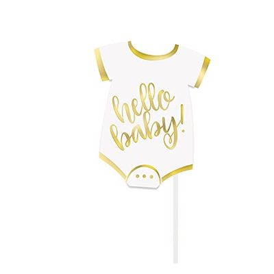 Unique Party Supplies 73528 rekwisieten voor de fotobox - "Hello Baby" gouden babyparty - set van 10