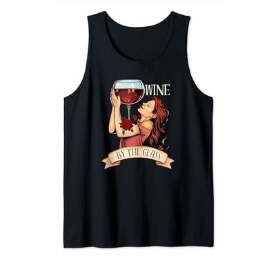 Estilo Vintage Amante Del Vino Retro Mujer Sosteniendo Copa De Vino Camiseta sin Mangas