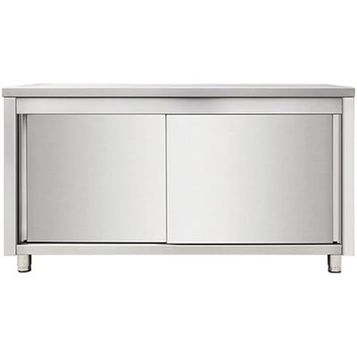 Commercial Worktop Floor Cupboard Sliding Doors Stainless Steel Width 1400mm Depth 700mm DA-VTC147SL