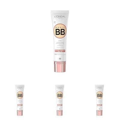 L'Oréal Paris Magic BB Cream with SPF 11, 5-in-1 Tint with Vitamin B5 and Vitamin E, Lightweight Hydrating Formula Adapts to Skin Tone for a Natural Glowy Finish, 30 ml, Shade: 02 Light (Pack of 4)
