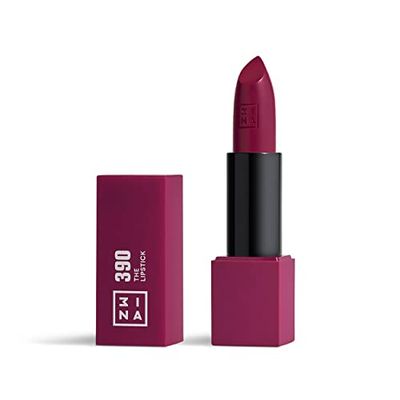 3INA MAKEUP - The Lipstick 390 - Ciemny fiolet pomadka z witaminą E i masło Shea -wysokie krycie z wygodną teksturą - magnetyczną nasadką - Wysoko krycie - Vegan - Cruelty Free