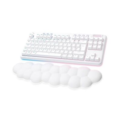 Logitech G 715 Clavier de Jeu avec Câble et Éclairage RGB LIGHTSYNC, Lightspeed, Commutateurs Tactiques (GX Brown) et Support de Paume de Clavier Compatible PC et Mac - Blanc