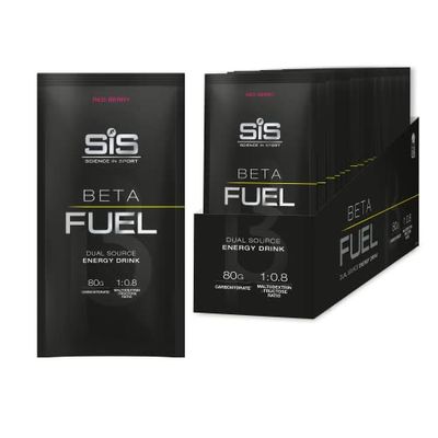 Science in Sport Beta Fuel 80 Dual Source Energy Drink Powder, Red Berry Flavour Carb Powder, 80g of Carbs Per Pack (15 Pack)