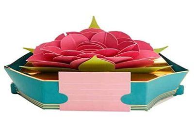 Draeger Paris | Lotus Flower Pop Up 3D -kaart | Decoratieve kaart in reliëf | Originele kaartcadeau moeder, zus, vriend, grootmoeder | Envelop inbegrepen | FSC® -papier