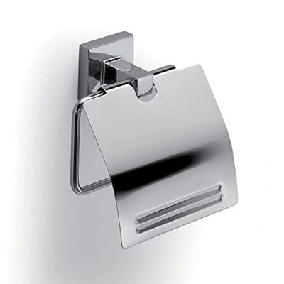 Gedy Olimpo Porte-Rouleau avec Couvercle, Acier Inoxydable, Chrome, 12,6 x 4,8 x 13