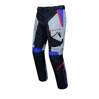 Sweep Motorbroek met 2 uitneembare voering, voor 4 seizoenen, ideaal voor winter en zomer, met afneembare beschermers, CE-markering, ijs/zwart/rood/blauw, S